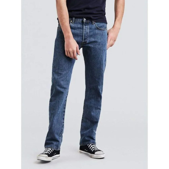 Levi's 501 Medium Blue Wash Button Fly Original Fit Jeans 38 X 32 - Picture 1 of 5